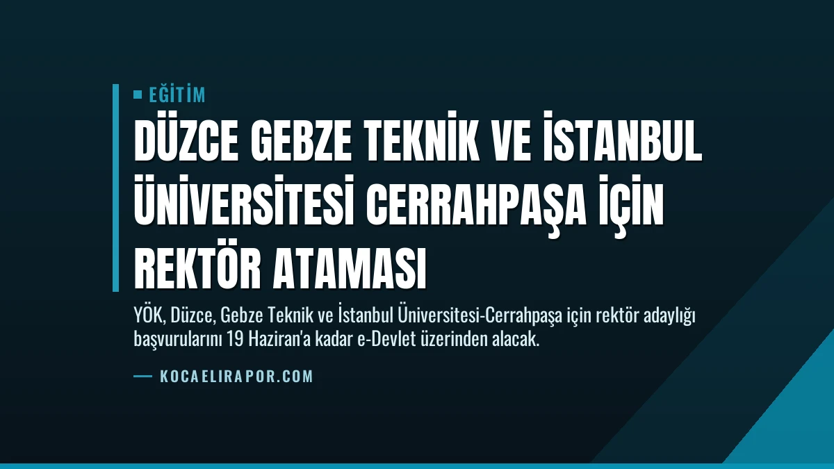 Düzce Gebze Teknik ve İstanbul Üniversitesi Cerrahpaşa İçin Rektör Ataması