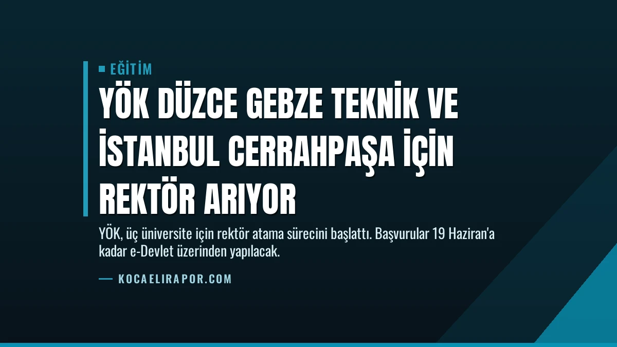 YÖK Düzce Gebze Teknik ve İstanbul Cerrahpaşa için rektör arıyor