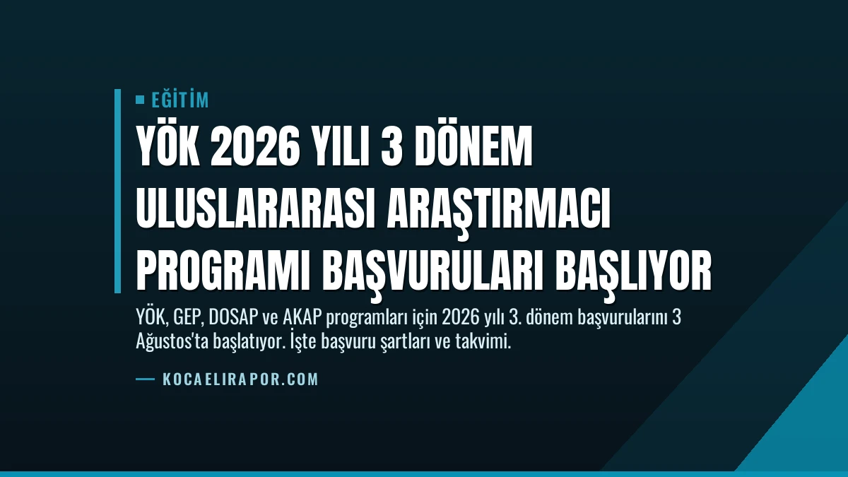 YÖK 2026 Yılı 3 Dönem Uluslararası Araştırmacı Programı Başvuruları Başlıyor
