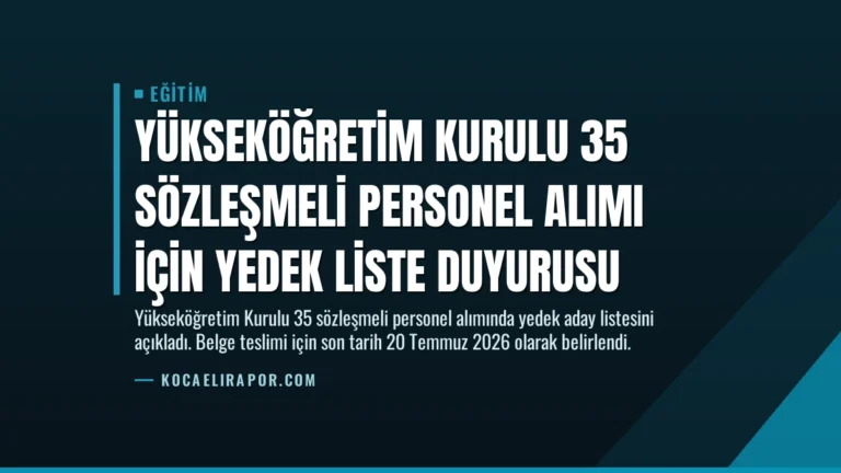 Yükseköğretim Kurulu 35 Sözleşmeli Personel Alımı İçin Yedek Liste Duyurusu