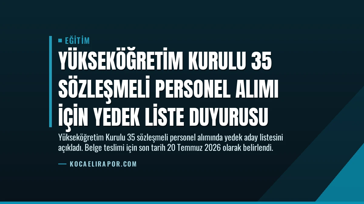 Yükseköğretim Kurulu 35 Sözleşmeli Personel Alımı İçin Yedek Liste Duyurusu