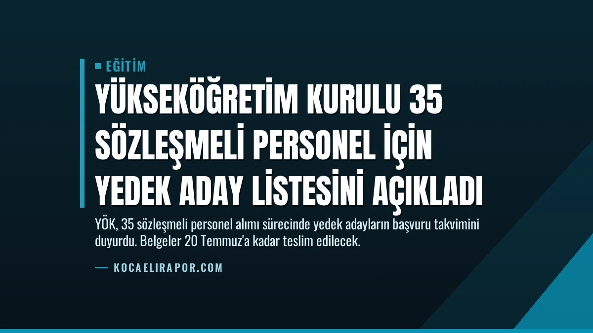 Yükseköğretim Kurulu 35 Sözleşmeli Personel İçin Yedek Aday Listesini Açıkladı