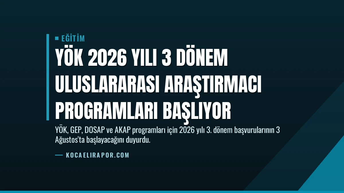 YÖK 2026 Yılı 3 Dönem Uluslararası Araştırmacı Programları Başlıyor